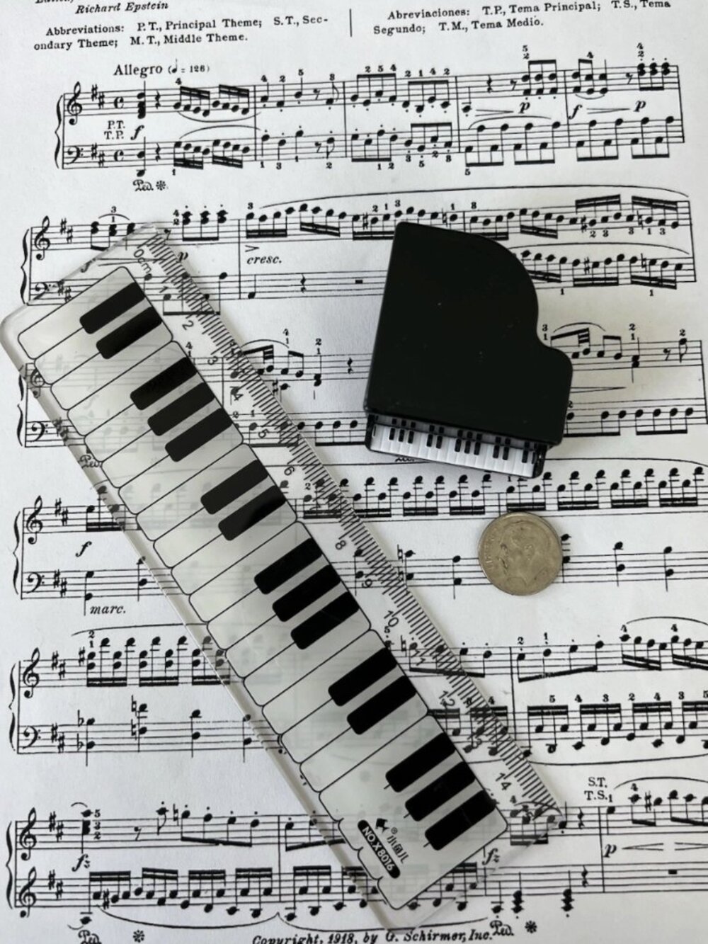 Piano Keyboard Ruler & Grand Piano Pencil Sharpener Set – Music Lover Gift